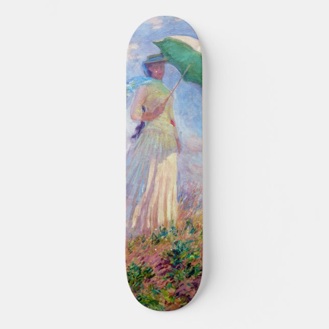 Claude Monet - Kvinna med Parasolvänd höger Mini Skateboard Bräda 18,5 Cm (Framsida)