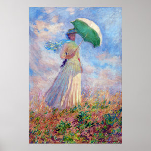 Claude Monet - Kvinna med Parasolvänd höger Poster