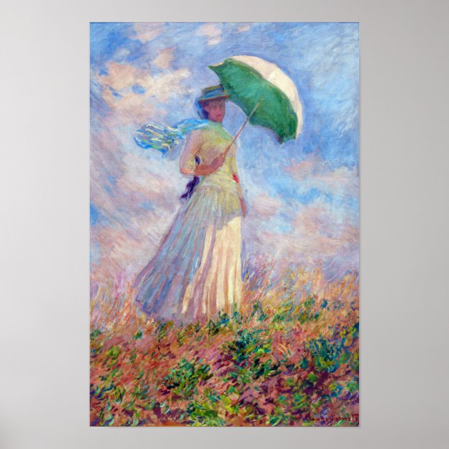 Claude Monet - Kvinna med Parasolvänd höger Poster (Framsidan)