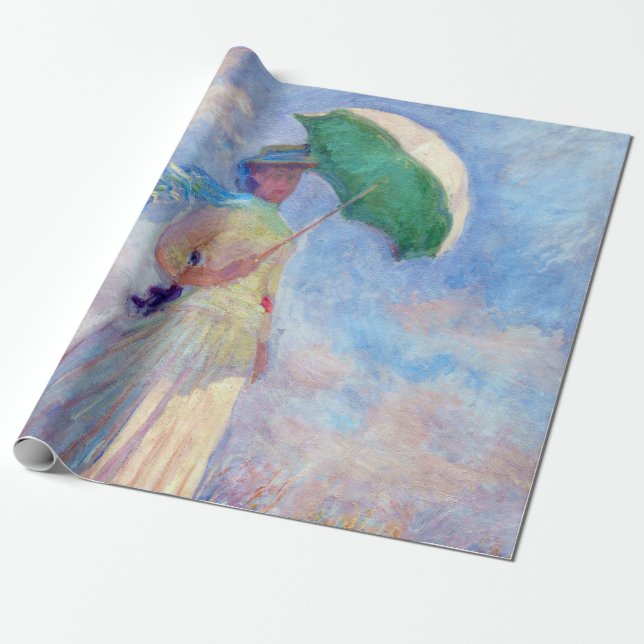 Claude Monet - Kvinna med Parasolvänd höger Presentpapper (Utrullad)