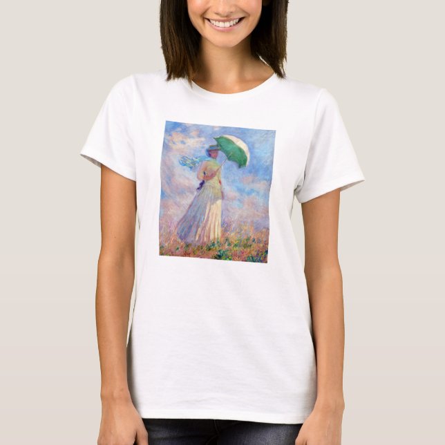 Claude Monet - Kvinna med Parasolvänd höger T Shirt (Framsida)