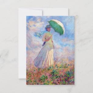Claude Monet - Kvinna med Parasolvänd höger Tack Kort
