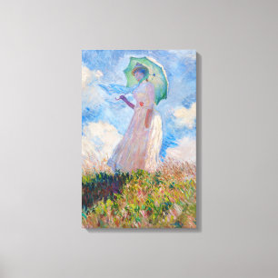 Claude Monet - Kvinna med parasolvänd lämnat Canvastryck