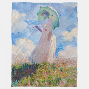 Claude Monet - Kvinna med parasolvänd lämnat Fleecefilt