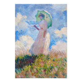 Claude Monet - Kvinna med parasolvänd lämnat Fototryck
