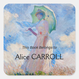 Claude Monet - Kvinna med parasolvänd lämnat Fyrkantigt Klistermärke