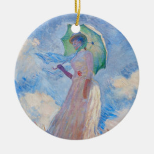 Claude Monet - Kvinna med parasolvänd lämnat Julgransprydnad Keramik