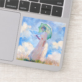 Claude Monet - Kvinna med parasolvänd lämnat Klistermärken