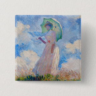 Claude Monet - Kvinna med parasolvänd lämnat Knapp