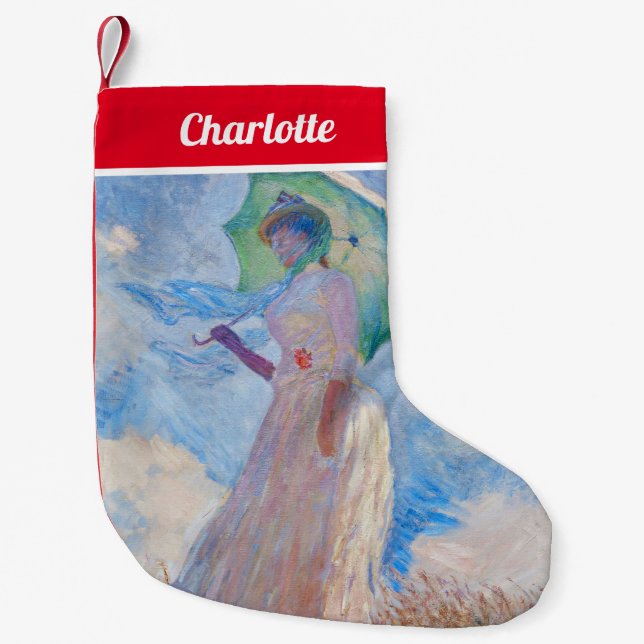 Claude Monet - Kvinna med parasolvänd lämnat Liten Julstrumpa (Framsidan)