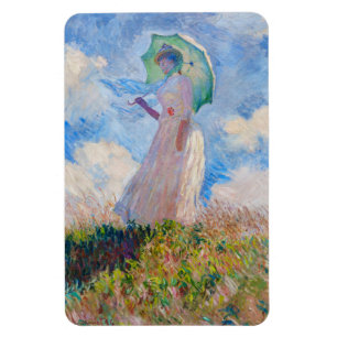 Claude Monet - Kvinna med parasolvänd lämnat Magnet