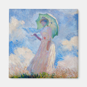 Claude Monet - Kvinna med parasolvänd lämnat Magnet