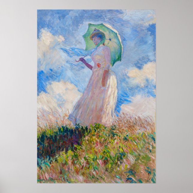 Claude Monet - Kvinna med parasolvänd lämnat Poster (Framsidan)