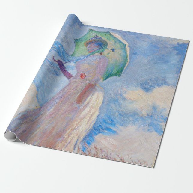 Claude Monet - Kvinna med parasolvänd lämnat Presentpapper (Utrullad)