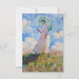 Claude Monet - Kvinna med parasolvänd lämnat Tack Kort