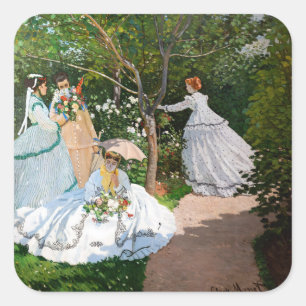 Claude Monet - Kvinnor i trädgården Fyrkantigt Klistermärke