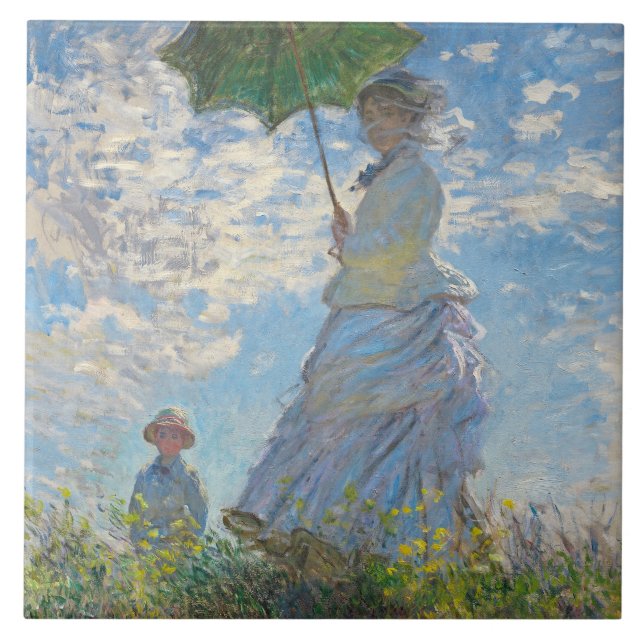 Claude Monet | Kvinnor med parasol Kakelplatta (Framsidan)
