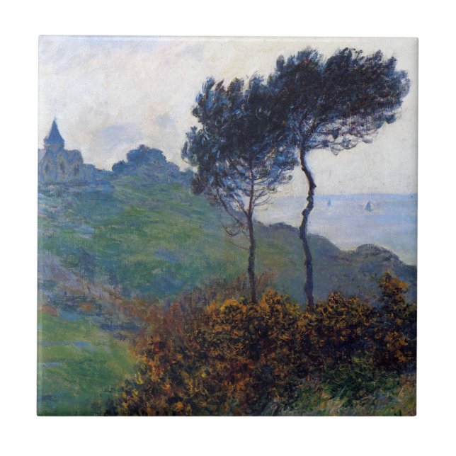 Claude Monet kyrka på Varengeville Kakelplatta (Framsidan)