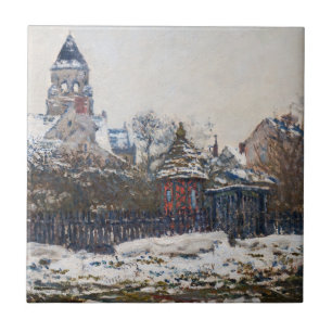 Claude Monet - kyrkan i Vetheuil Kakelplatta