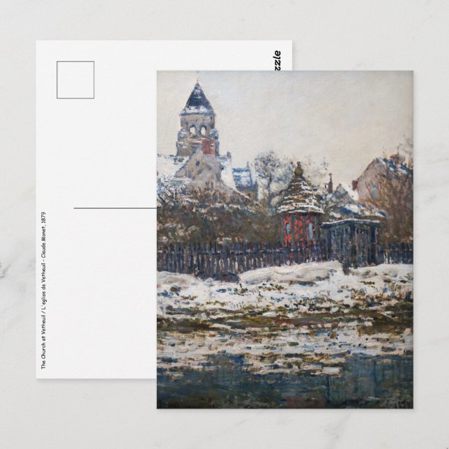 Claude Monet - Kyrkan i Vetheuil Vykort (Fram/baksida)