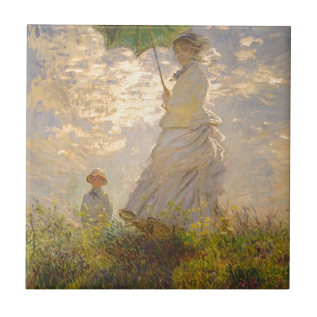 Claude Monet/La Promena/Umbrella Kakelplatta (Framsidan)