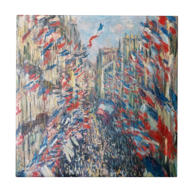 Claude Monet - La Rue Montorgueil - Paris Kakelplatta (Framsidan)