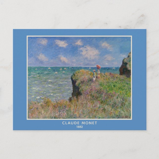 Claude Monet, Landskapet "Cliff Walk at Pourville" Vykort (Framsida)