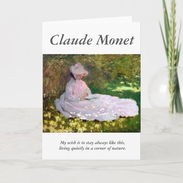 Claude Monet läser Woman Springtime Artist-citat Kort (Framsida)