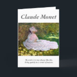 Claude Monet läser Woman Springtime Artist-citat Kort<br><div class="desc">Detta är ett underbarare kort för konstnärer och natur-älskare. Njut av detta vackra Monet-kort med Claude Monets berömd "Springtime"-målning från 1872. I slutet av 1871 flyttat Monet till Argenteuil, en liten stad på högerna till floden Seine nordväst om Paris. Han målade många scener i berömden i den här staden, ofta...</div>