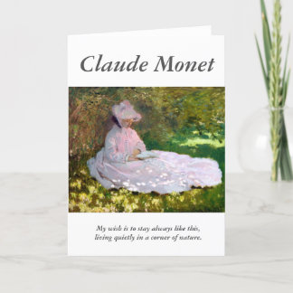 Claude Monet läser Woman Springtime Artist-citat Kort