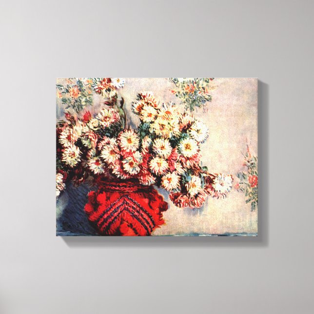 Claude Monet lever fortfarande med Chrysanthemums Canvastryck (Framsida)