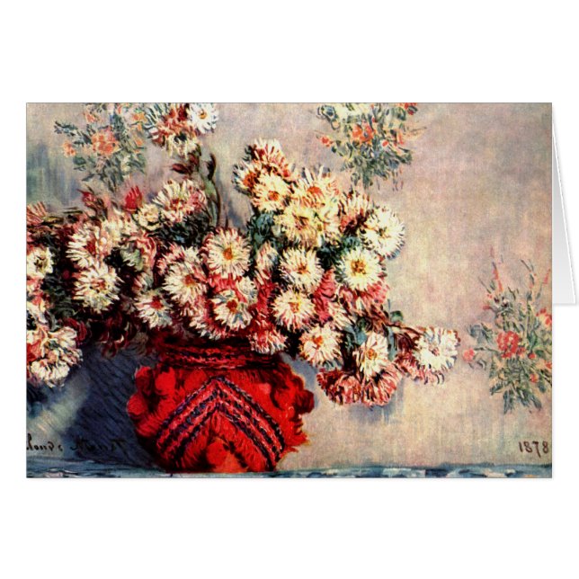 Claude Monet lever fortfarande med Chrysanthemums Hälsningskort (Framsidan Horizontal)
