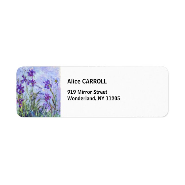 Claude Monet - Lila Iris / Iris Mauves Returadress Etikett (Framsidan)