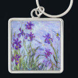 Claude Monet - Lilac Irises / Iris Mauves Fyrkantig Silverfärgad Nyckelring<br><div class="desc">Lilac Irises/Iris Mauves - Claude Monet,  1914-1917</div>
