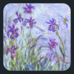 Claude Monet - Lilac Irises / Iris Mauves Fyrkantigt Klistermärke<br><div class="desc">Lilac Irises/Iris Mauves - Claude Monet,  1914-1917</div>