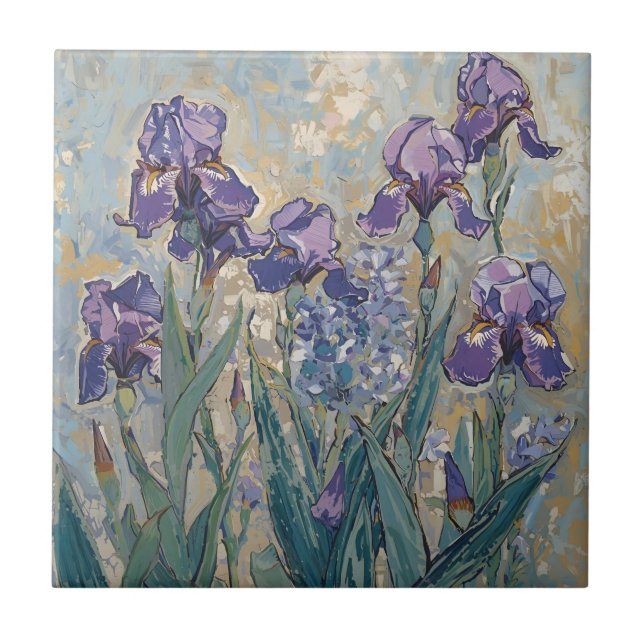 Claude Monet - Lilac Irises / Iris Mauves Kakelplatta (Framsidan)