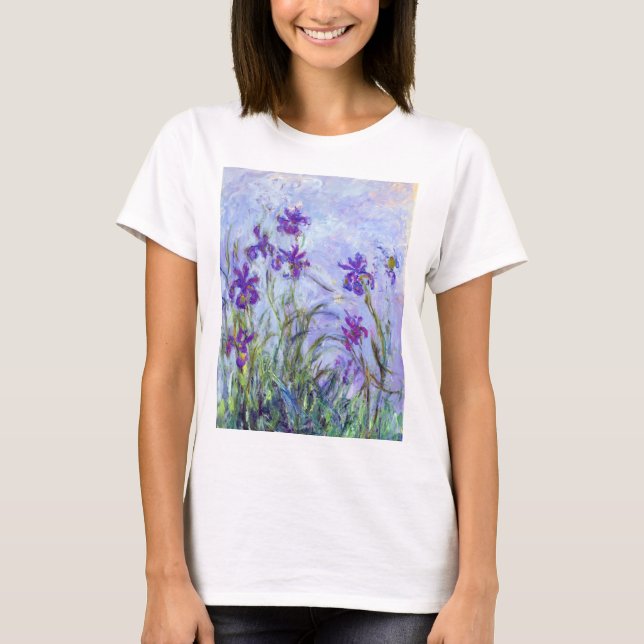 Claude Monet - Lilac Irises / Iris Mauves T Shirt (Framsida)