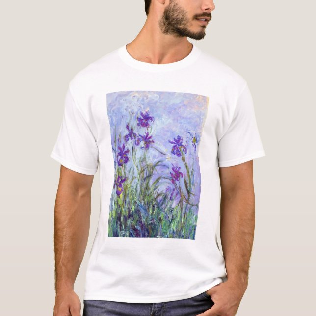 Claude Monet - Lilac Irises / Iris Mauves T Shirt (Framsida)