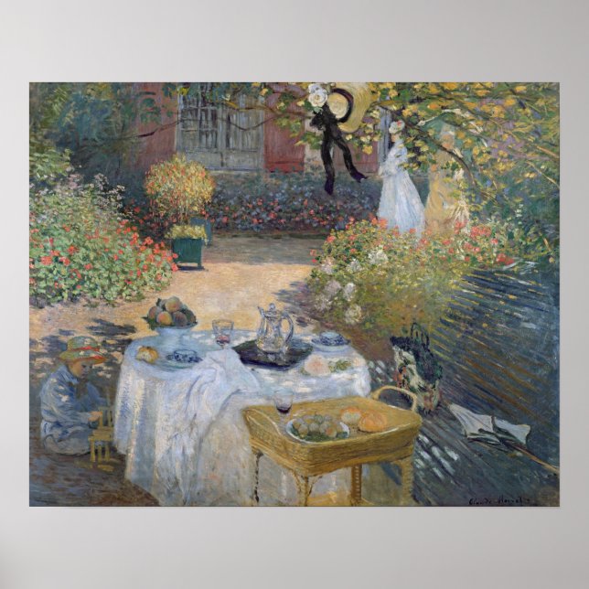 Claude Monet | Luncheon: Monets trädgårdsarrail Poster (Framsidan)
