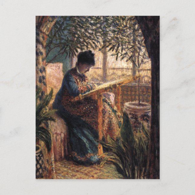 Claude Monet: Madame Monet Embroidering Vykort (Framsida)