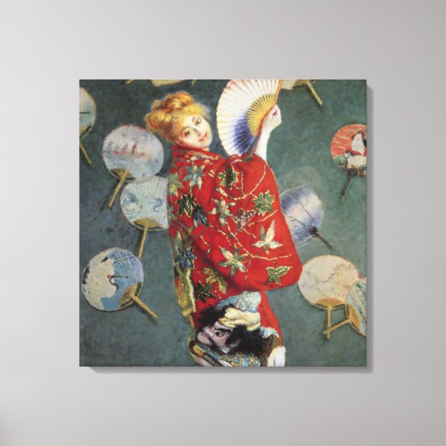 Claude Monet-Madame Monet Wearing A Kimono Canvastryck (Framsida)