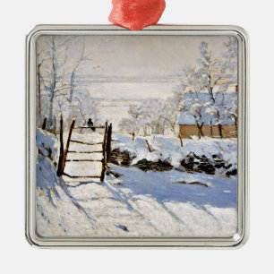 Claude Monet, Magpie, berömd-målning, Julgransprydnad Metall