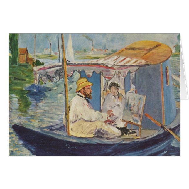 Claude Monet måla - Edouard Manet Hälsningskort (Framsidan Horizontal)