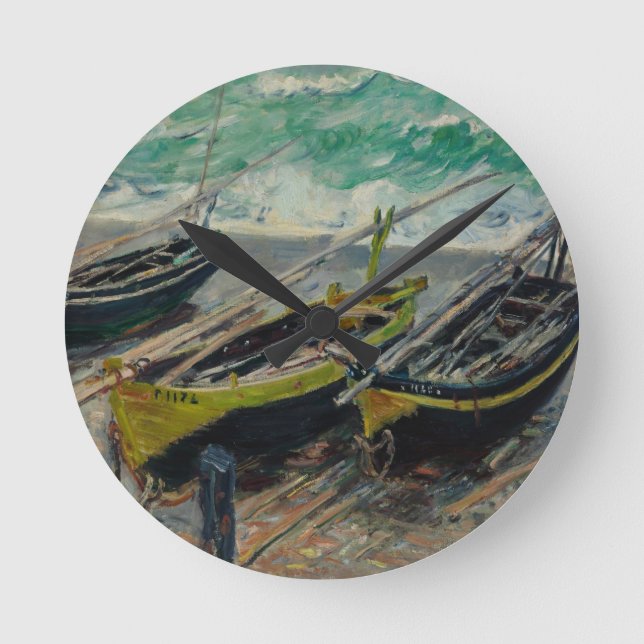 Claude Monet Målar Färgduk Konstnärlig Natur Rund Klocka (Framsida)