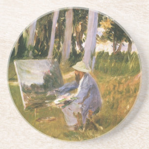 Claude Monet målar, skogsbryn av Sargent Underlägg