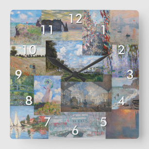 Claude Monet - mästerverk Patchwork Fyrkantig Klocka