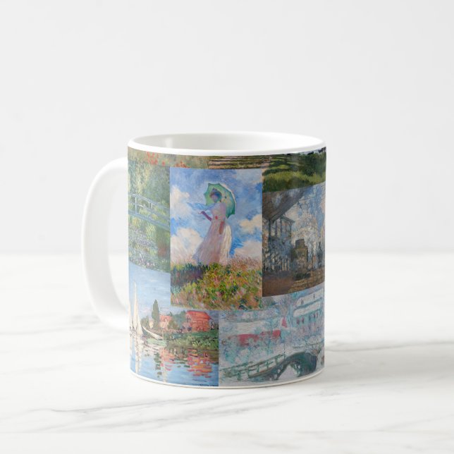Claude Monet - mästerverk Patchwork Kaffemugg (Framsida vänster)