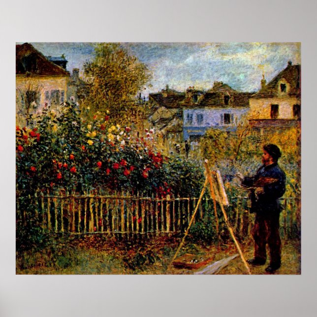 Claude Monet - Monet-målning i trädgården Poster (Framsidan)