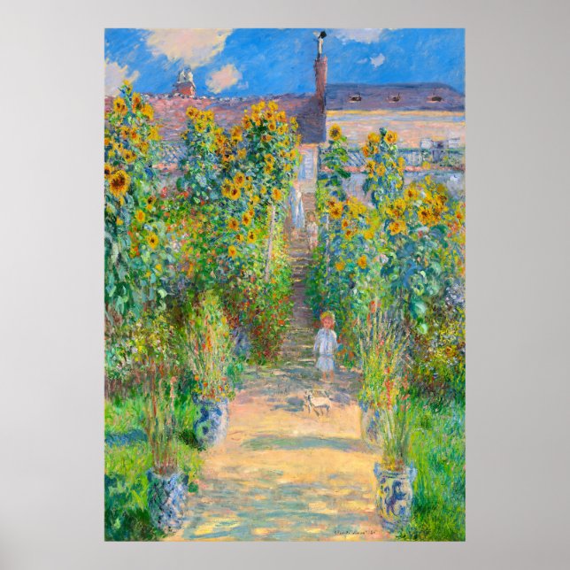 Claude Monet - Monets trädgård i Vétheuil Poster (Framsidan)