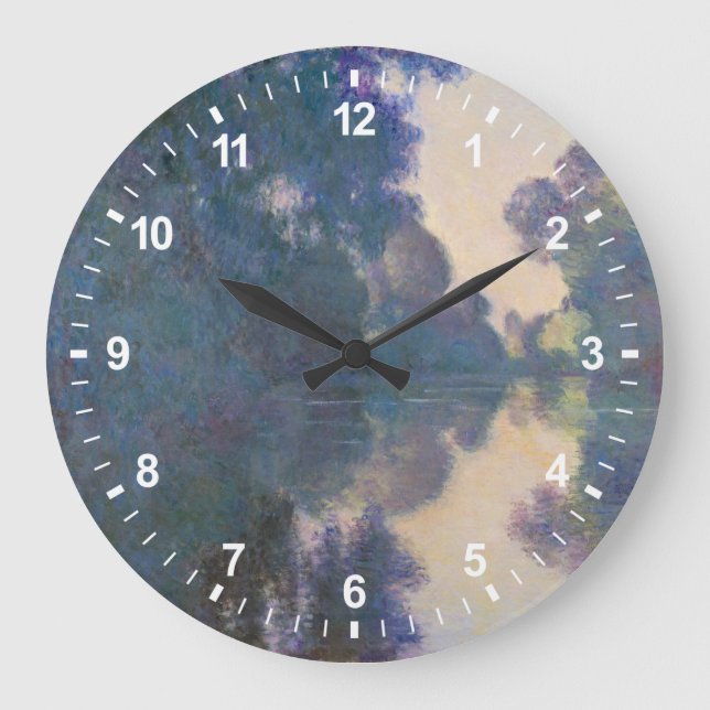 Claude Monet | morgon på Seinen nära Giverny Stor Klocka (Framsida)